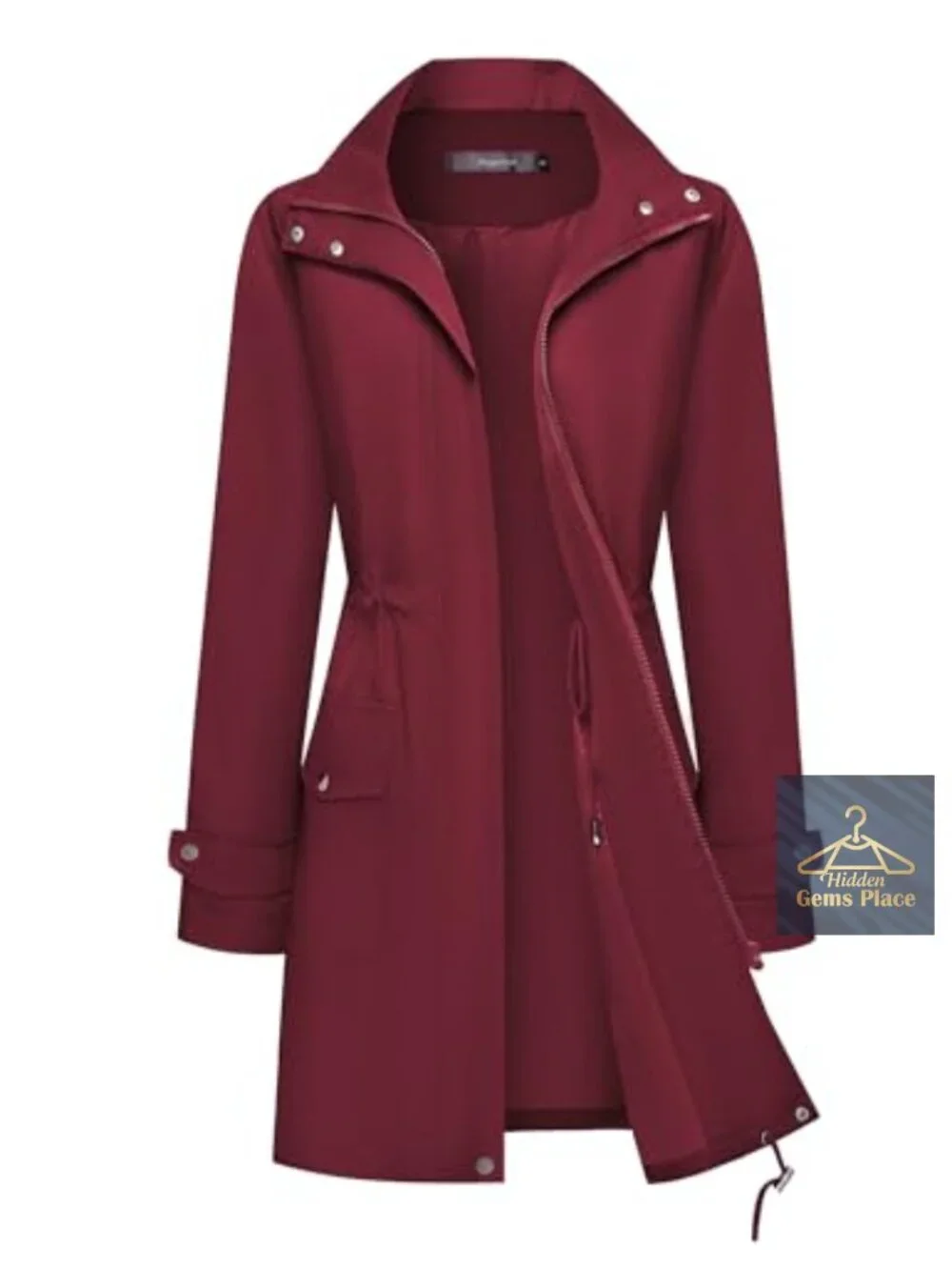 Waterproof Long Trench Raincoat for Women with Hood